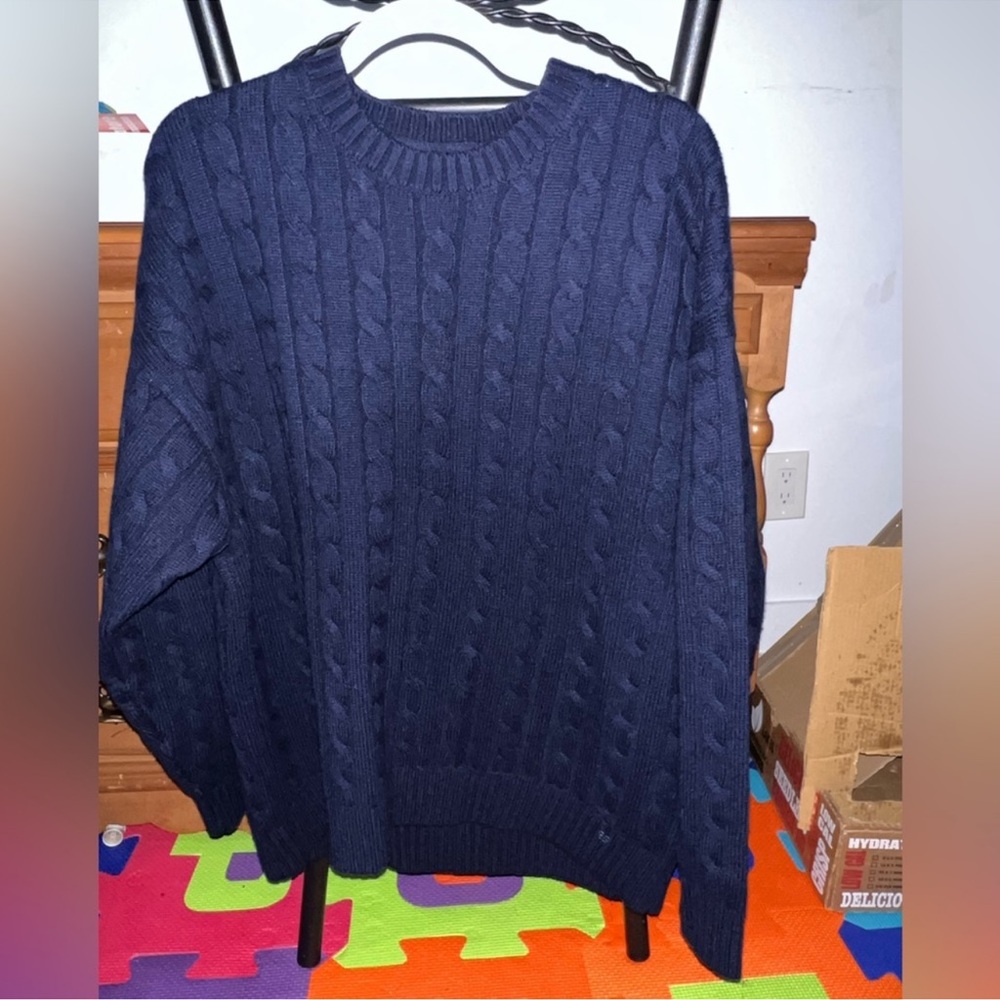 Aritzia Navy Cable Knit Sweater
